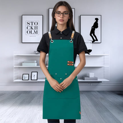 Mengniu Internet Celebrity Cross-Border Waterproof and Oil-Proof Canvas Suspenders Catering Kitchen Home Work Apron Custom Logo Printing