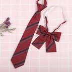 Wine blue silver stripes (tie collar flower)
