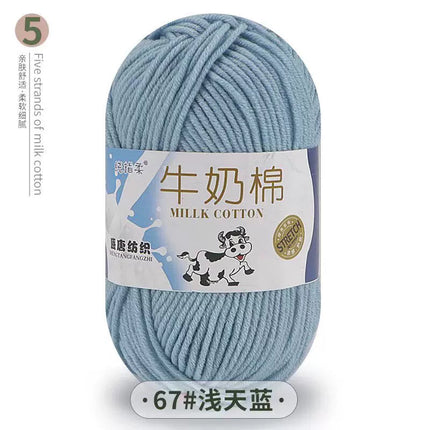 Five-Strand Milk Cotton Yarn Wholesale Medium-Thick Yarn Crochet Doll Shoes Scarf DIY Knitting Material Kit Crochet
