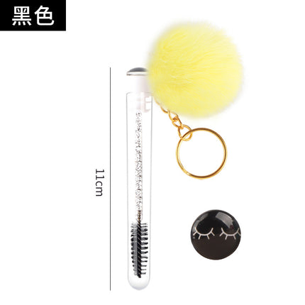 Wholesale in stock Keychain Smiley Hair Ball Tube Eyelash Brush New Cute Multicolor Eyelash Comb Beauty Makeup Tools