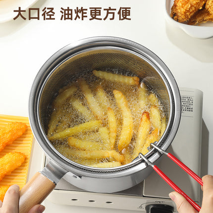 Stainless Steel Frying Pan Without Coating, Household Kitchen Frying Basket, Small Frying Pan, Baby Food Supplement Pot, Small Milk Pot, Frying Oil Pan
