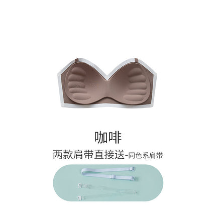 seamless rimless one-piece fixed cup strapless gathered non-slip anti-light invisible underwear women's tube bra bra