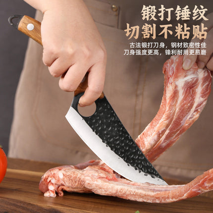 Yangjiang knife hand-forged hammer pattern kitchen knife bone-cutting knife slaughter knife killing fish peeling and cutting cattle high hardness chef knife
