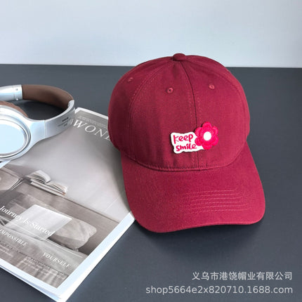 2025 New Korean Style Sweet Little Flower Baseball Cap for Women with Wide Brim and Face-Showing Duck Cap with Little Expert Hat