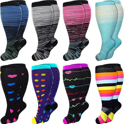 8 pairs of extra fat to increase pressure fat socks extra large socks nylon compression socks Amazon cross-border exclusive