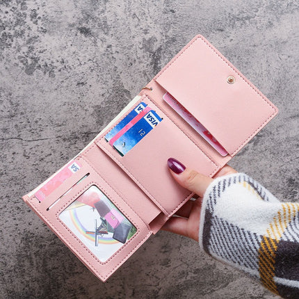 New Wallet Girl Student Sweet Cute Three Fold Small Wallet Coin Purse Mini Fashion Card Bag Multi-function Wallet