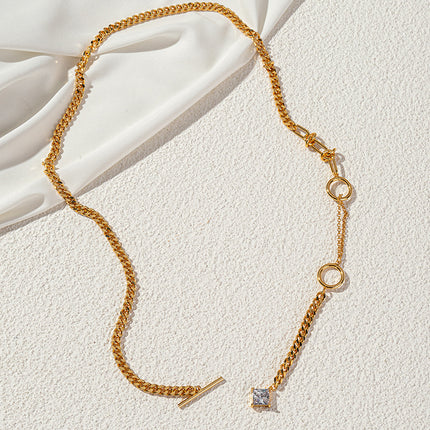 Lishan Versatile Bowknot Accessories Titanium Steel Metal Chain Series Layered Natural Stone Necklace Clavicle Chain for Women