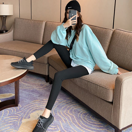 Source Gray Vertical Pattern Warm Plus Velvet Leggings for Women's Outer Wear in Autumn and Winter Thickened High Elastic High Waist Slimming Dropshipping