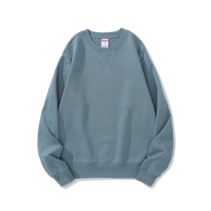 380g Heavyweight Pure Cotton Terry Sweatshirt Men's Sweatshirt American Retro Solid Color Long-Sleeve Crew Neck Unisex Customizable
