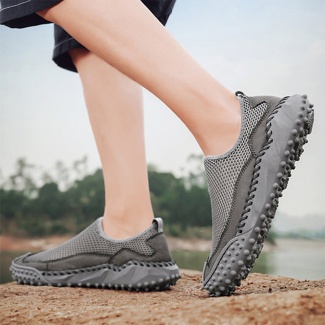 Foreign Trade Hot-Selling Summer New Products Hand-Stitched Mesh Shoes Breathable Casual Men's Outdoor Hiking Shoes Non-Slip River Tracing Shoes
