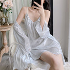 Gold velvet hot silver butterfly-(light blue skirt + robe) / M