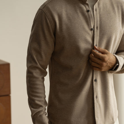 Light Mature Sanding Heat Storage Wool Long Sleeve Shirt Men's Youth Autumn and Winter New Warm Light Mature Inner Base Shirt