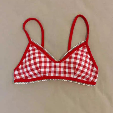 Solid Color French Sexy Solid Color Triangle Cup No Steel Ring Comfortable Bra Thin Shoulder Strap Underwear Front Buckle Bra Trend