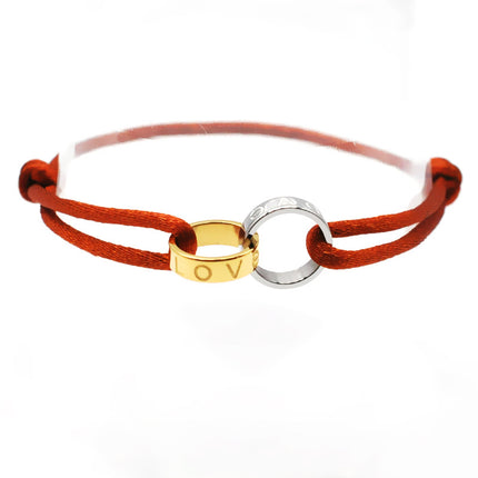 Cross-border supply Foreign Trade hand-woven couple stainless steel bracelet love double ring bracelet adjustable bracelet