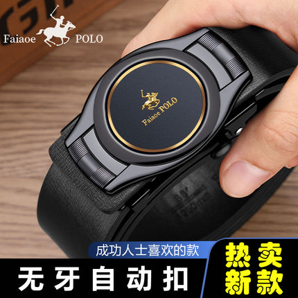 Paul Men's Belt Genuine Leather Trendy Simple Young People Automatic Buckle All-match Belt Business Casual Pure Cowhide Belt