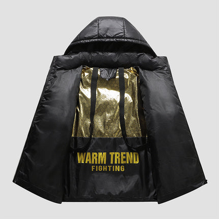 Black Gold Cotton Clothes Men's Coat Couple's Graphene Hooded Cotton-padded Coat Cold-proof Thickened Warm plus size Cotton-padded Coat Coat