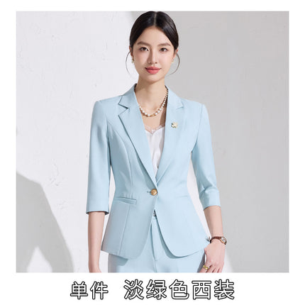 Business attire women's pants suit 2025 spring and summer workplace formal attire interview tooling seven-sleeve suit jacket ol overalls