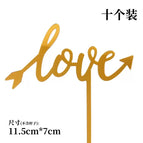 10-pack love acrylic charms - gold finish