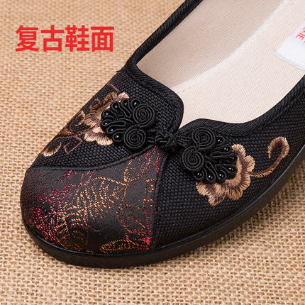 Old Beijing Cloth Shoes for Women, New Style, Embroidered Shoes for Elderly Women, Lightweight, Large Size, Widened and Extra Wide Shoes for Seniors
