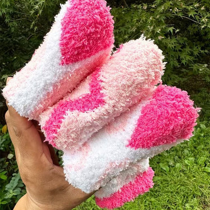 Cross-Border Non-Shedding Coral Fleece Heart-Shaped Floor Socks for Women, Autumn and Winter Thickened Warm Home Sleep Socks, Maternity Socks