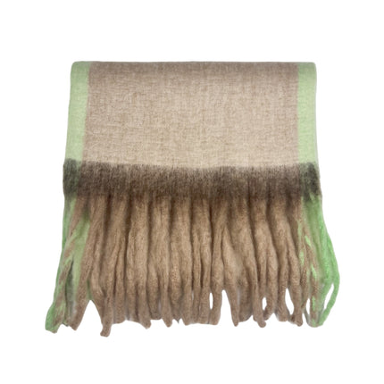Simple Frame Solid Color Scarf Women's Warm Cashmere Tassel Scarf Autumn and Winter Contrast Color Scarf Cold-proof Shawl