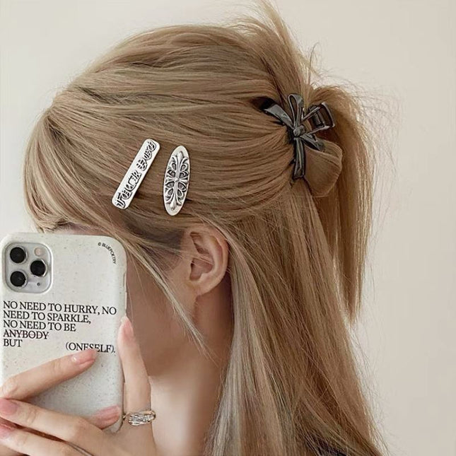 Hongyan 2025 Summer Women's Artistic Retro Chinese Style Zinc Alloy Handmade Textured Hair Clip Fashion Accessory