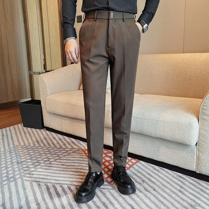 Small sweet potato grass quality autumn new men's casual pants waist elastic Korean business slim men's trousers