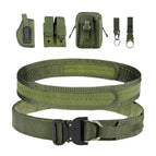 Military green - belt + waist bag + keychain + water bottle buckle + double magazine bag + holster six-piece set
