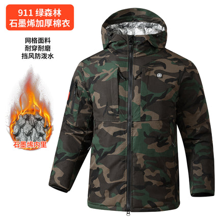 Upgraded Graphene Camouflage Cotton Coat, Thickeneded Cold-Proof and Waterproof Cotton Coat, Anti-Scratch and Wear-Resistant Cotton Jacket, Cold Storage Warm Cotton Coat