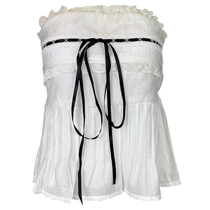 New Product from Dongdaemun, South Korea, Lace Tube Top, Slim Fit and Elegant Top with Pure Lust Bottoming Shirt