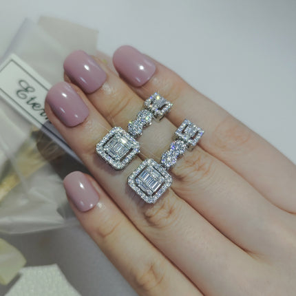 Fashion creative design simple elegant temperament rectangular zircon earrings female e025