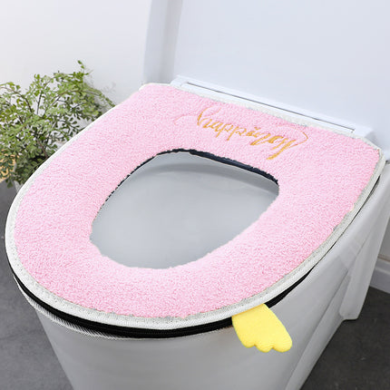 Household toilet cover portable zipper toilet seat cushion winter plush toilet seat cover waterproof thickened toilet mat