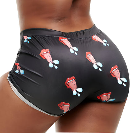 TD2772 European and American Amazon Summer New Women's Tight Stretch Casual Shorts Lip Letter Printed Hot Pants