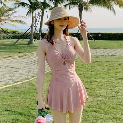 SOPHIE original avocado green one-piece slimming waist sports hot spring holiday small fresh flat angle swimming suit women