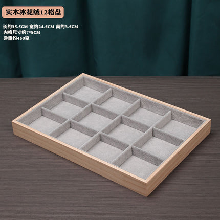 Ice Velvet gray solid wood bamboo wood jewelry plate ring earrings necklace pendant bracelet watch jewelry tray