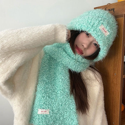 "Puff Ice Cream" Homemade Soft and Waxy Plush High-End Scarf Korean Style Warm Knitted Scarf