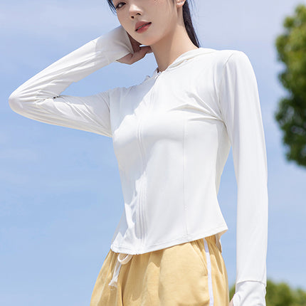 Summer Zipper Hooded Sun Protection Clothing for Women Summer Thin Breathable Outdoor Sunshade Anti-Uv Top Outerwear