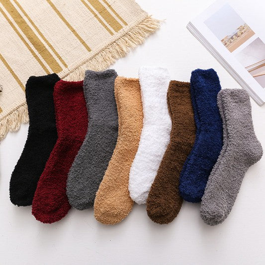 Men's slippers socks fluffy plush home sleeping socks coral fleece candy-colored floor socks cross-border wholesale