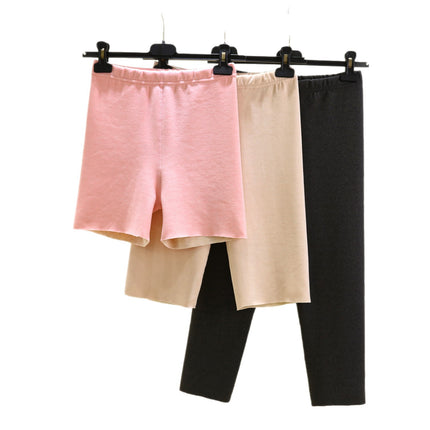 Women's Autumn and Winter Fleece-Lined Anti-Exposure Safety Leggings, Thermal Seamless Mid-Length Shorts