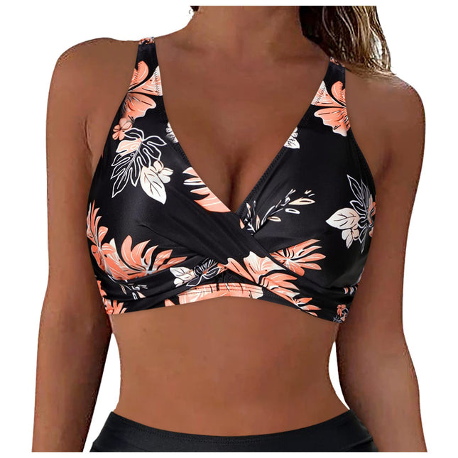 Cross-border exclusive women's full-cover bikini gathered swimsuit top sports bra swimsuit top