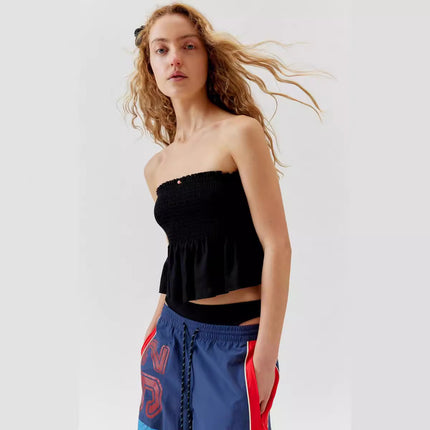 Autumn 2024 Amazon New European and American Cross-border Fashion Women's Top Solid Color Strapless Stopped Sexy Small Vest