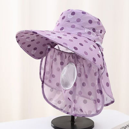 Summer Tea-Picking Sun Protection Hat, Sun Hat for Women, Anti-Uv Hat, Face Mask, Breathable Sun Protection for Cycling and Working