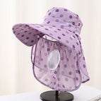 Tea picking hat-purple dots