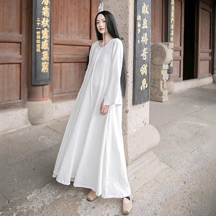 Moon Pillow Autumn Simple Stitching Design Tear Edge Large Pendulum All-match dress 3 Colors