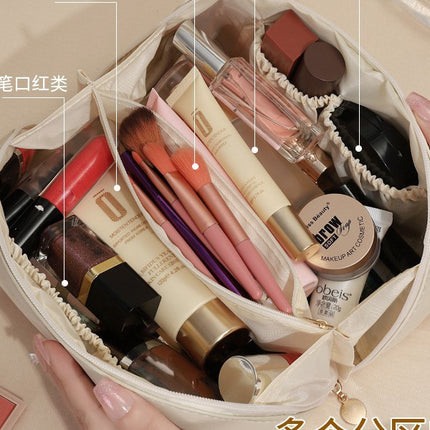 High-End New Style Bag for Women, Large Capacity Pillow-Shaped Cosmetic Bag, Travel Portable, High-Value, Partitioned Storage Bag