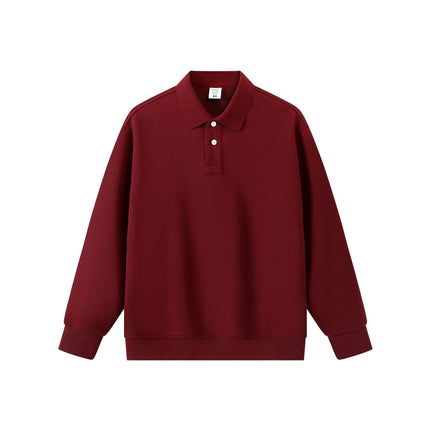 New Cross-Border 350g Cotton Polo Collar Sweatshirt for Men and Women, Couple's Sweatshirt, Autumn and Winter Loose Long-Sleeve Solid Color Top
