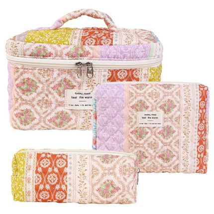 2025 Small Fresh and Cute Cotton Cosmetic Bag Niche Portable Toiletry Cosmetics Bag Floral Ins Cute Box Bag Box
