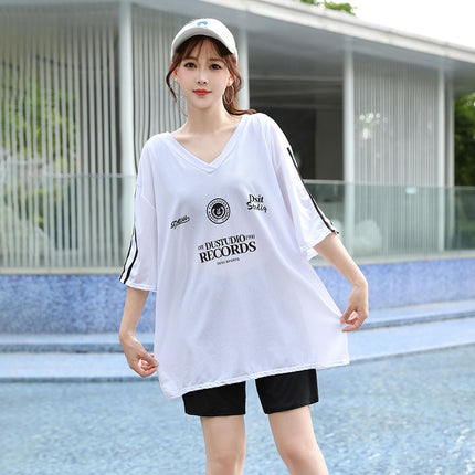 Women's Swimsuit 100kg Tummy-Concealing Slimming Plus Size Korean Conservative Three-Piece Sun-Protective Conservative Hot Spring Swimwear