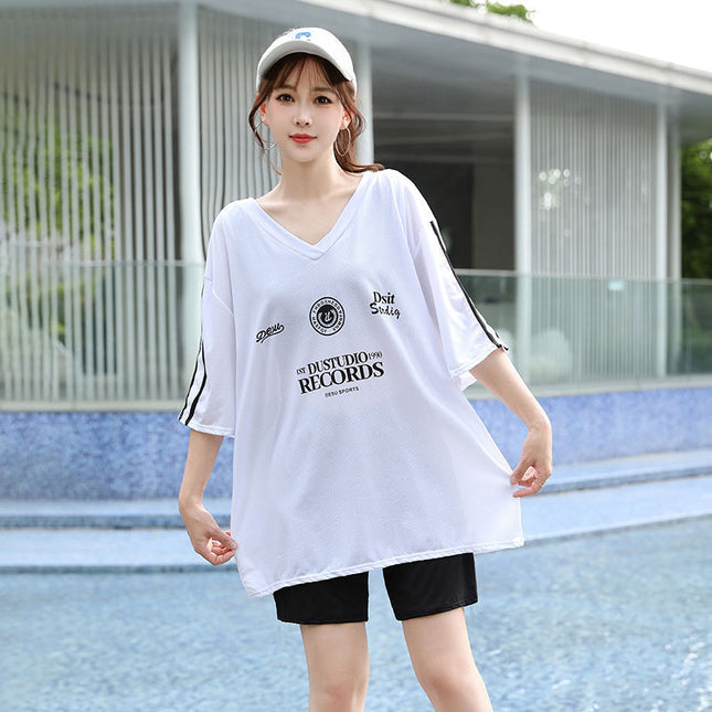 Women's Swimsuit 100kg Tummy-Concealing Slimming Plus Size Korean Conservative Three-Piece Sun-Protective Conservative Hot Spring Swimwear
