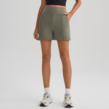 Yoga Shorts, Nude Sports Pants, Tight Yoga Pants, Pockets, Cycling, Running, Fitness, Breathable, Quick-Drying Sports Trend